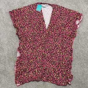 Posh Peanut Pink and Yellow Leopard Swim Coverup BNWT